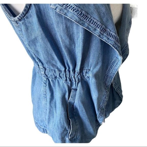 Max jeans denim jean vest drawstring waist blue M - Picture 3 of 6